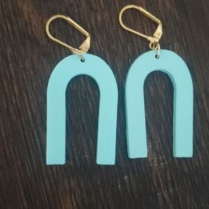 Clay Blue Dangle Earrings Arc Shape
